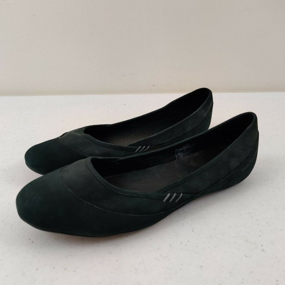 PATAGONIA Maha Smooth Black Womens Shoes Size 8 Leather Ballet Flats Slip On